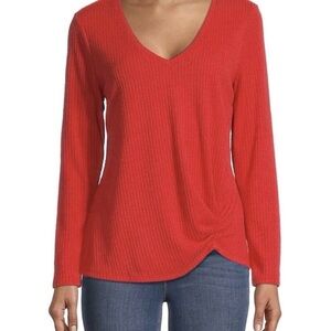 NIC + ZOE Sweater Womens 2X Vital Twist Red Flame Tunic Long Sleeve Pullover